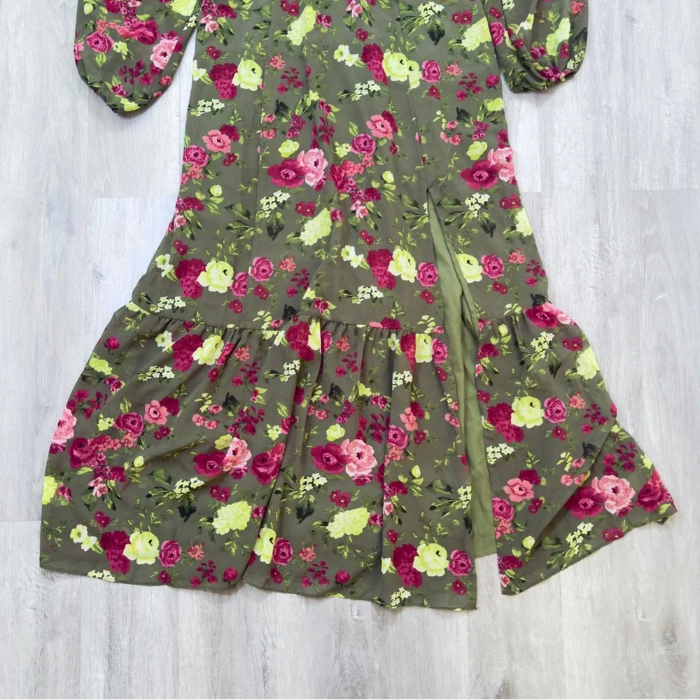 Green Floral Maxi Dress 1X - Picture 3 of 3